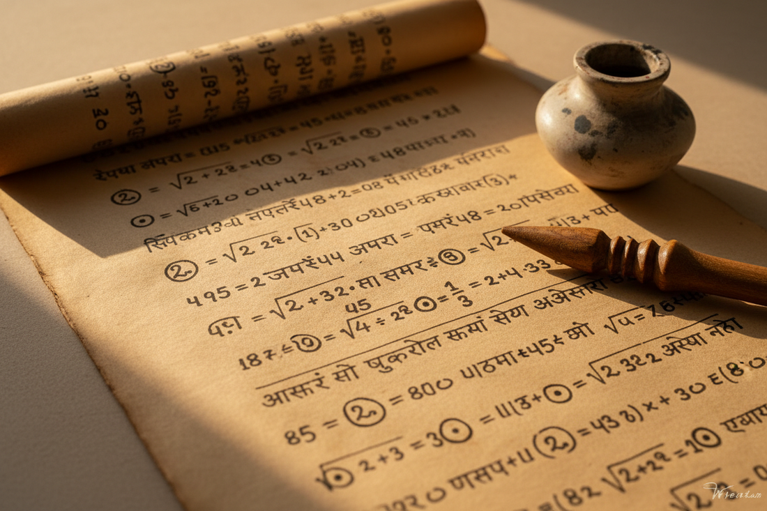 Ancient Indian manuscript with Sanskrit numerals and zero — Secrets of the Sacred Vol. 28 by Divya India