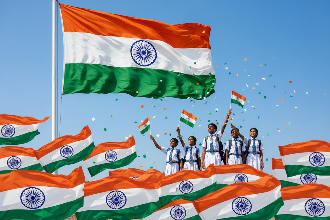Indian tricolour stoles with Ashoka Chakra for Independence Day — patriotic premium stoles by Divya India for schools and events