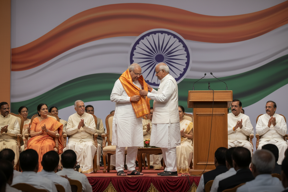 Senior leader honoured with saffron silk stole at dignified Indian event