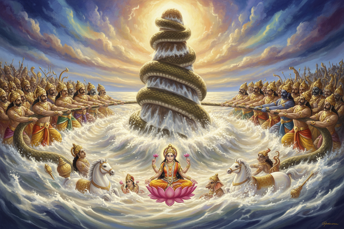 Samudra Manthan — the cosmic churning of the ocean of milk — Spiritual Stories by Divya India