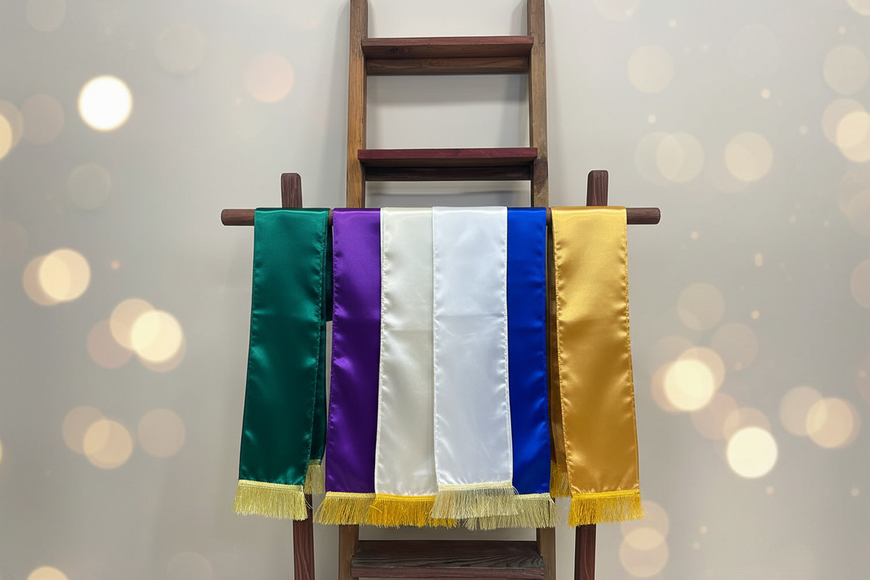 Divya India premium plain satin silk stoles in solid colours — red, blue and more — Divya India