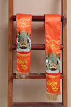 Divya India Blessings Stole/Patka  Khatushyam Ji Stoles || Satin Silk Cloth Print Unisex God Printed Scarf for Spiritual Wear ( With Handcrafted Lace ) - Divya India