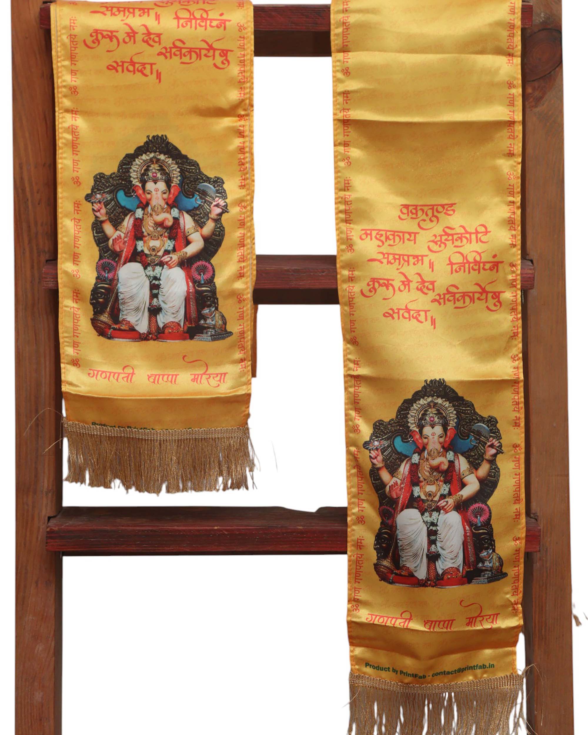 Divya India Blessings Stole  Lalbaugcha Raja Stoles: Shop Shakti Blessings Patka & Silk Cloth Print Dupatta Unisex God Printed Scarf for Spiritual Wear - Divya India