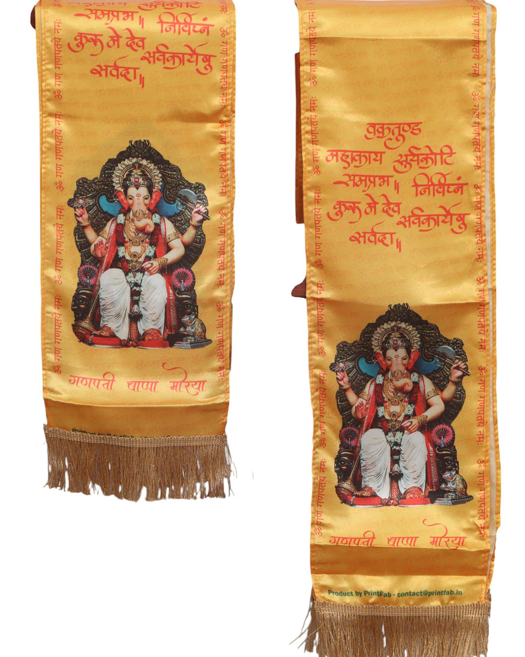 Divya India Blessings Stole  Lalbaugcha Raja Stoles: Shop Shakti Blessings Patka & Silk Cloth Print Dupatta Unisex God Printed Scarf for Spiritual Wear - Divya India