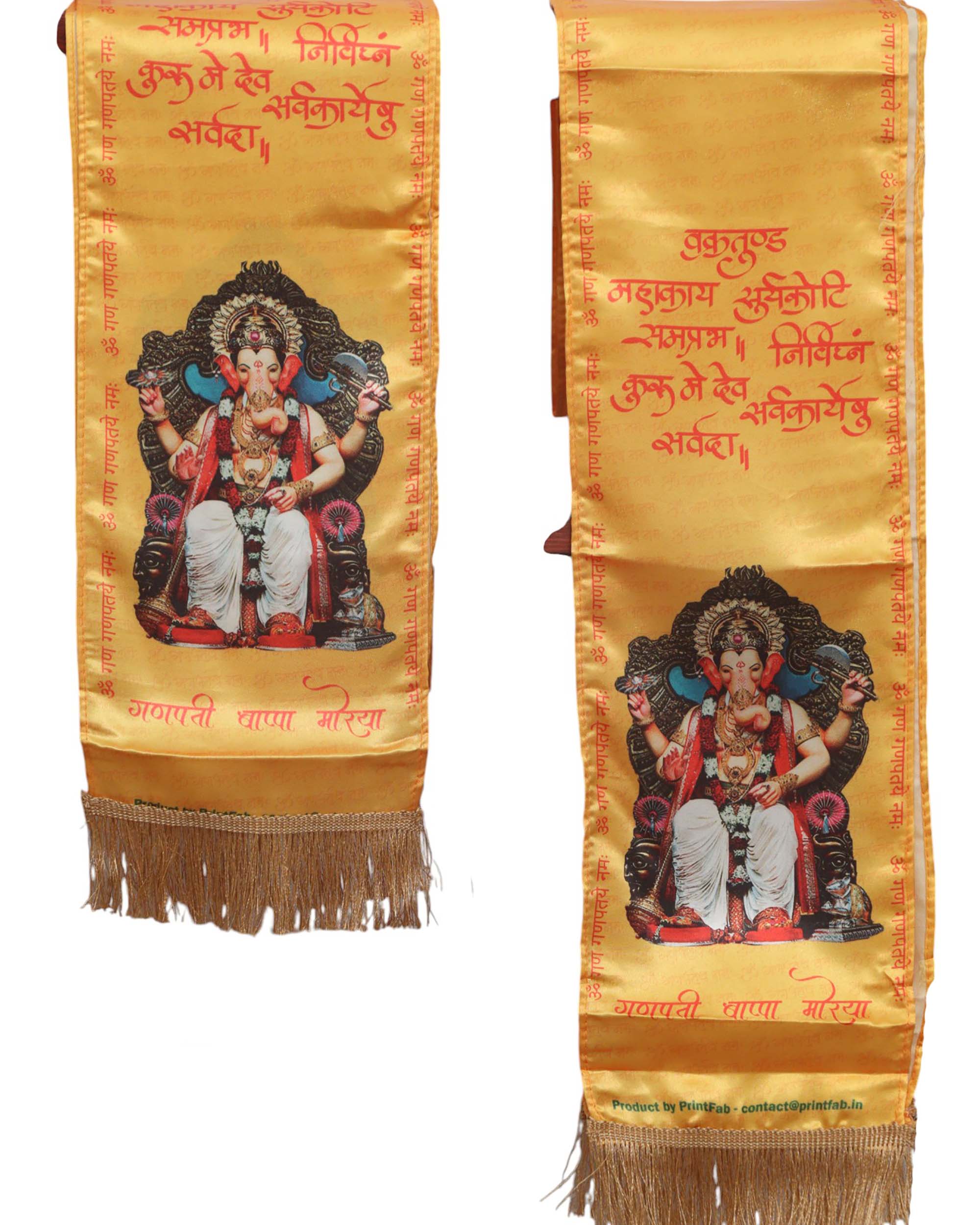 Divya India Blessings Stole  Lalbaugcha Raja Stoles: Shop Shakti Blessings Patka & Silk Cloth Print Dupatta Unisex God Printed Scarf for Spiritual Wear - Divya India