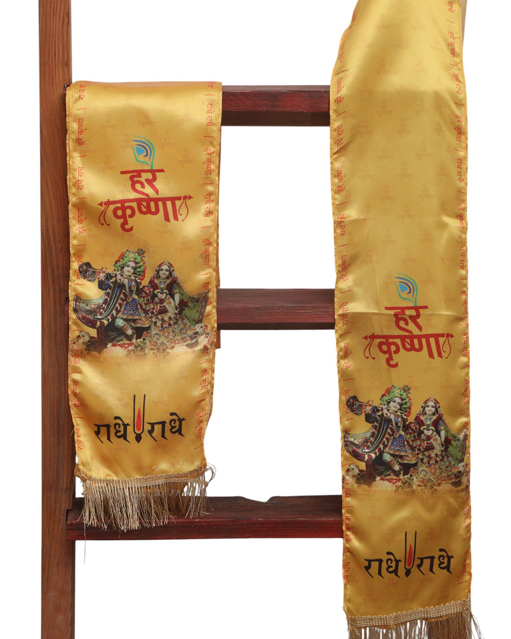 Divya India Blessings Stole  Hare Krishna Radhe Radhe Stoles: Shop Shakti Blessings Patka & Silk Cloth Print Dupatta Unisex God Printed Scarf for Spiritual Wear - Divya India