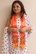 Divya India Blessings Stole/Patka  Tirupati Balaji Stoles || Satin Silk Cloth Print Unisex God Printed Scarf for Spiritual Wear ( With Handcrafted Lace ) - Divya India