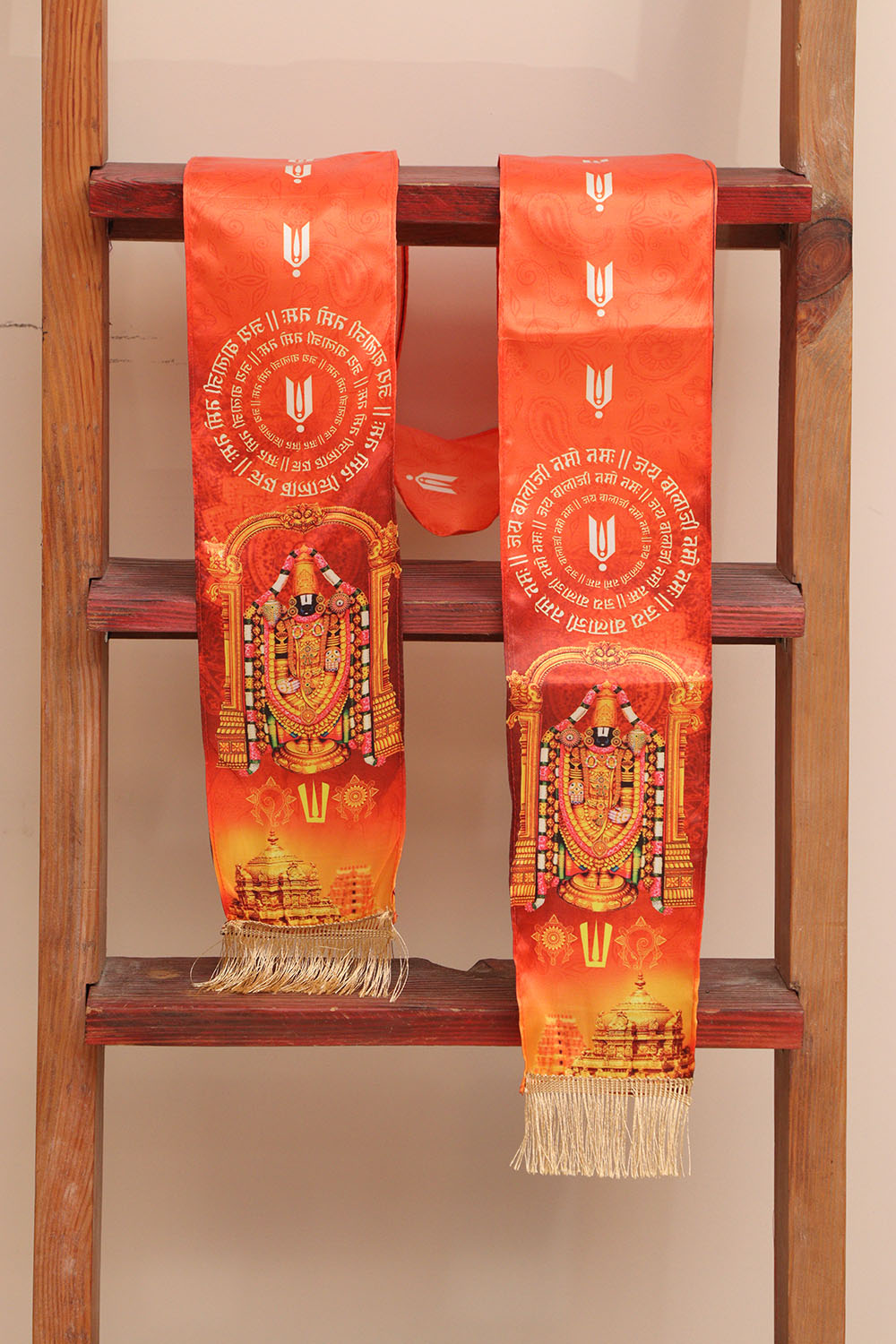 Divya India Blessings Stole/Patka  Tirupati Balaji Stoles || Satin Silk Cloth Print Unisex God Printed Scarf for Spiritual Wear ( With Handcrafted Lace ) - Divya India
