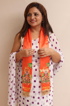 Divya India Blessings Stole/Patka  Satyanarayan Pooja Stoles || Satin Silk Cloth Print Unisex God Printed Scarf for Spiritual Wear ( With Handcrafted Lace ) - Divya India