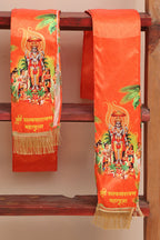 Divya India Blessings Stole/Patka  Satyanarayan Pooja Stoles || Satin Silk Cloth Print Unisex God Printed Scarf for Spiritual Wear ( With Handcrafted Lace ) - Divya India
