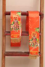 Divya India Blessings Stole/Patka  Satyanarayan Pooja Stoles || Satin Silk Cloth Print Unisex God Printed Scarf for Spiritual Wear ( With Handcrafted Lace ) - Divya India