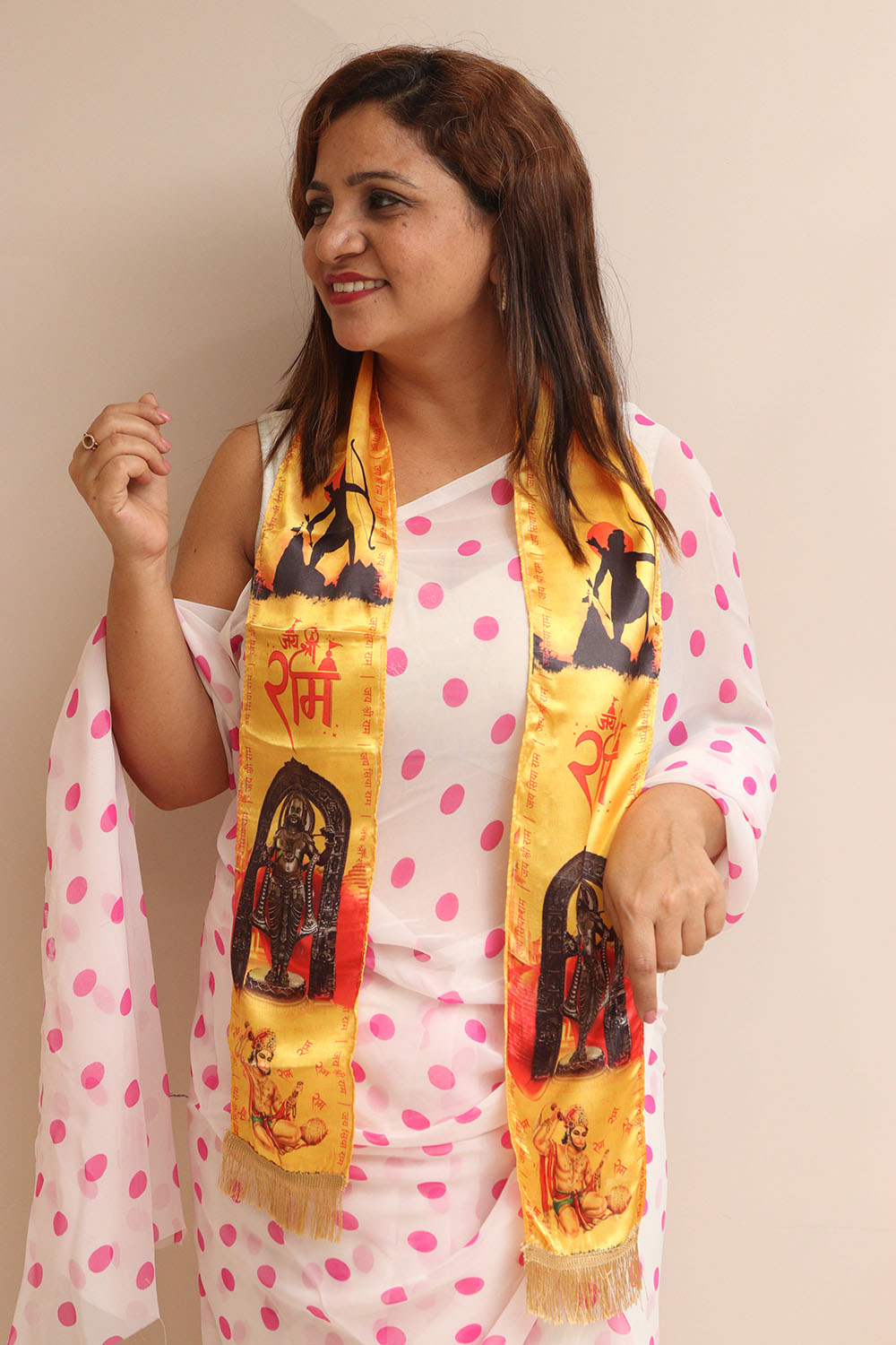 Divya India Blessings Stole  Jai Shree Ram Stoles: Shop Shakti Blessings Patka & Silk Cloth Print Dupatta Unisex God Printed Scarf for Spiritual Wear - Divya India