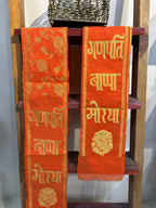 Divya India Blessings Stole  Ganpati Bappa Morya Jaal Work Stole: Shop Shakti Blessings Patka & Silk Cloth Weaved Dupatta Unisex God Printed Scarf for Spiritual Wear - Divya India