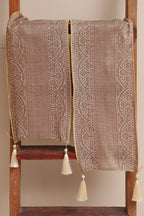 Divya India Customised Swagat Stole/Dupatta  Pastel Banarasi Antique Zari Cotton Stole With a Beautifully Matching Tassel for Welcoming Guests at Weddings, Anniversaries or Grand Celebratory Occasions - Divya India