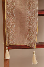 Divya India Customised Swagat Stole/Dupatta  Pastel Banarasi Antique Zari Cotton Stole With a Beautifully Matching Tassel for Welcoming Guests at Weddings, Anniversaries or Grand Celebratory Occasions - Divya India