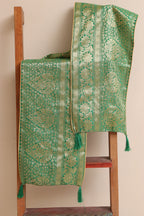 Divya India Customised Royal Swagat Stole/Dupatta  Elegant and Luxurious Green Banarasi Silk Stole With a Beautifully Matching Tassel for Welcoming Guests at Weddings, Anniversaries or Grand Celebratory Occasions - Divya India