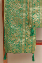 Divya India Customised Royal Swagat Stole/Dupatta  Elegant and Luxurious Green Banarasi Silk Stole With a Beautifully Matching Tassel for Welcoming Guests at Weddings, Anniversaries or Grand Celebratory Occasions - Divya India