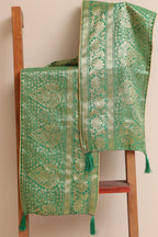 Divya India Customised Royal Swagat Stole/Dupatta  Elegant and Luxurious Green Banarasi Silk Stole With a Beautifully Matching Tassel for Welcoming Guests at Weddings, Anniversaries or Grand Celebratory Occasions - Divya India