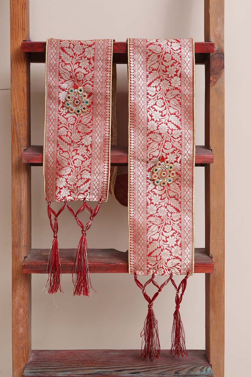 Divya India - Customised Stole - Royal Swagat Red Banarasi Silk