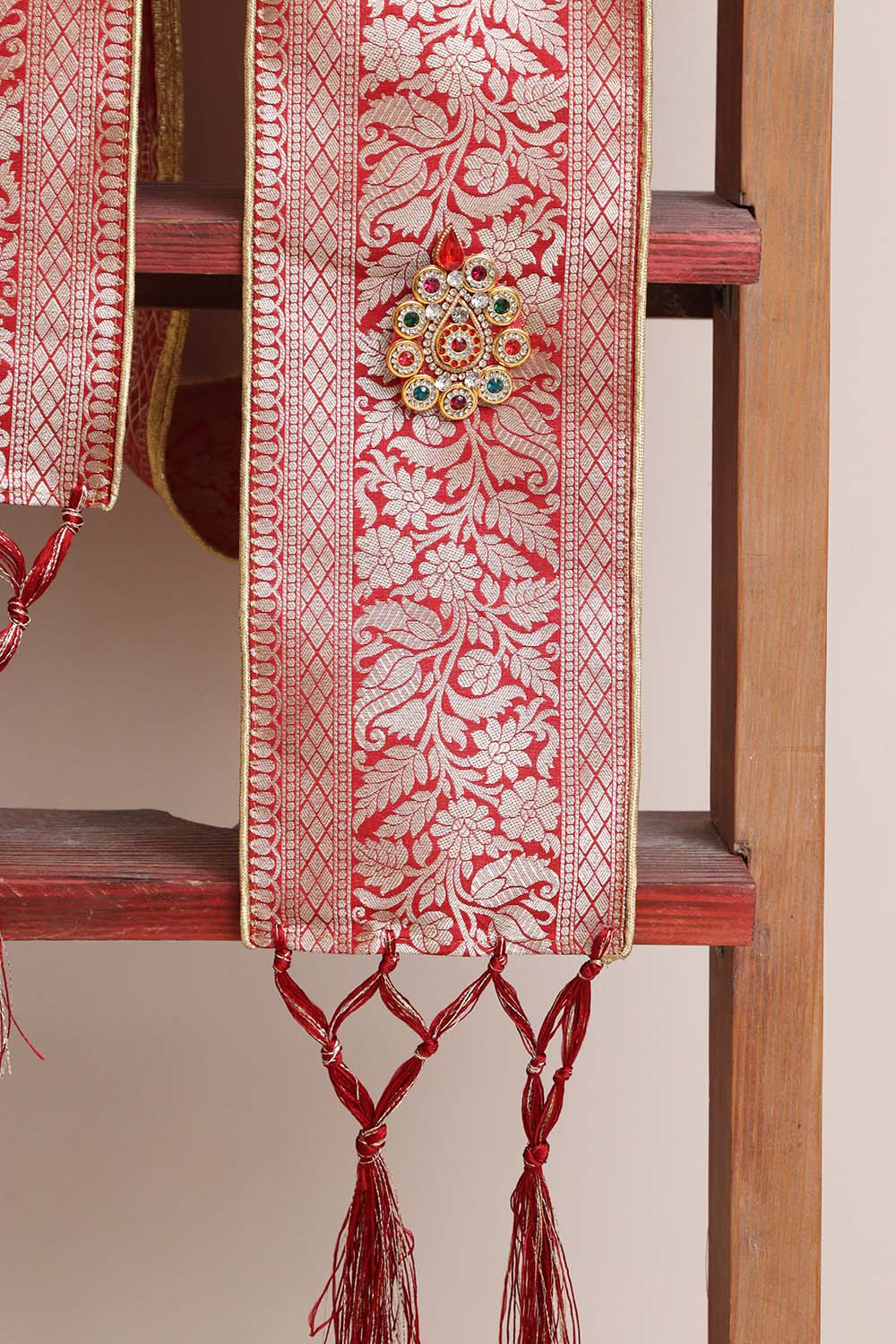 Divya India - Customised Stole - Royal Swagat Red Banarasi Silk