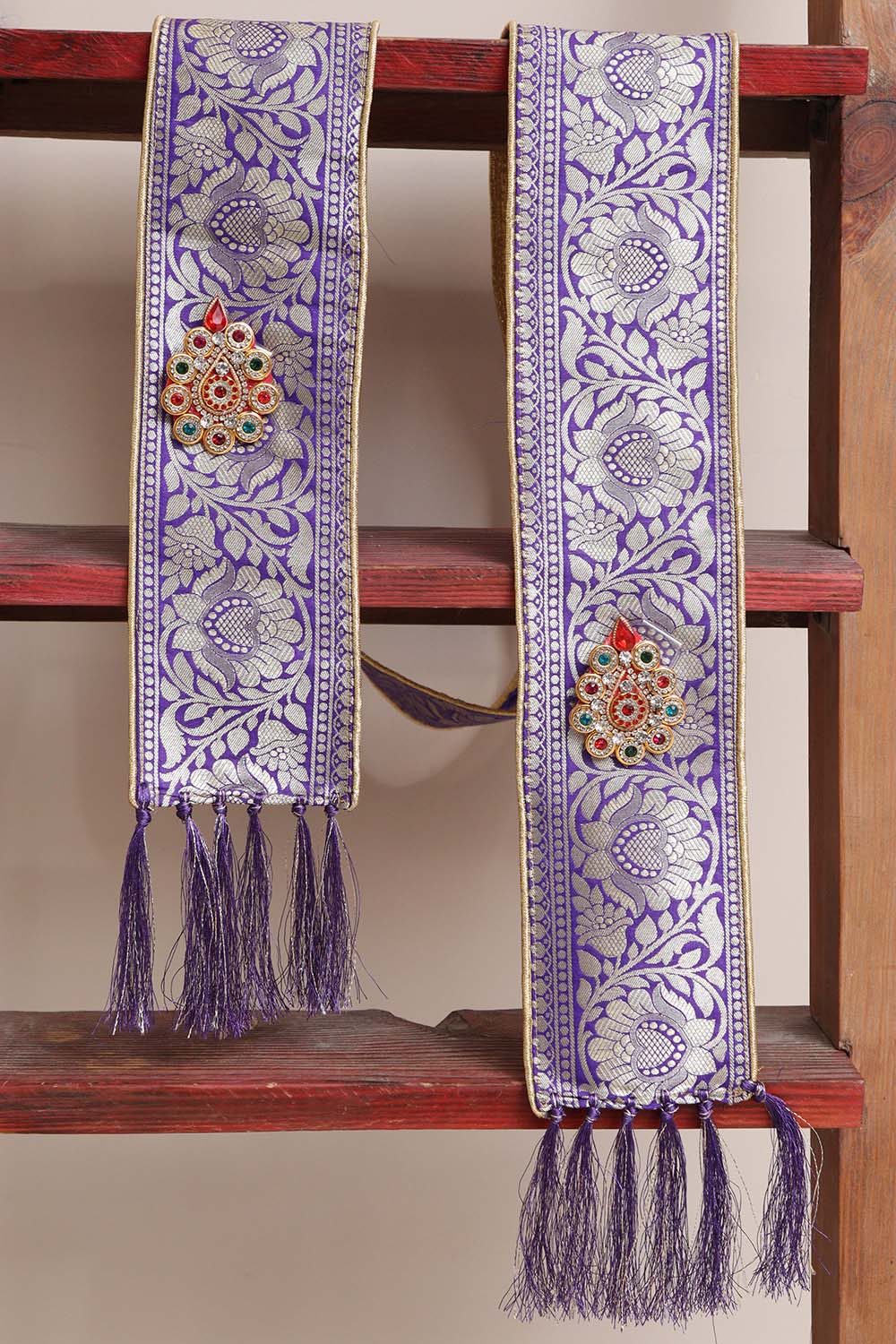 Divya India - Customised Stole - Royal Swagat Purple Banarasi Silk