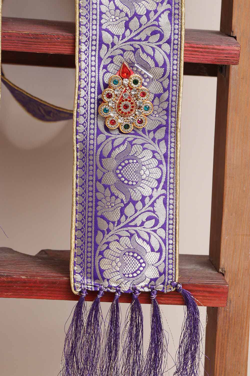 Divya India - Customised Stole - Royal Swagat Purple Banarasi Silk