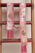 Divya India - Customised Stole - Royal Swagat Pink Paithani Silk Muniya Border