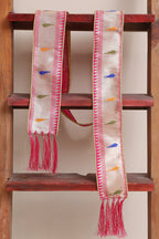 Divya India - Customised Stole - Royal Swagat Pink Paithani Silk Muniya Border