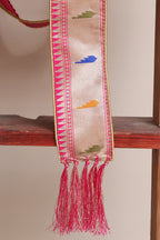 Divya India - Customised Stole - Royal Swagat Pink Paithani Silk Muniya Border