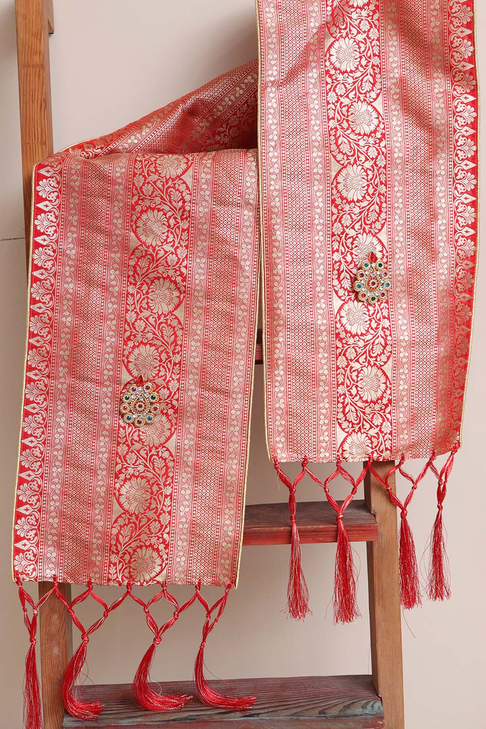 Divya India - Customised Stole - Royal Swagat Red Banarasi Silk