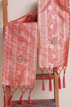 Divya India - Customised Stole - Royal Swagat Red Banarasi Silk