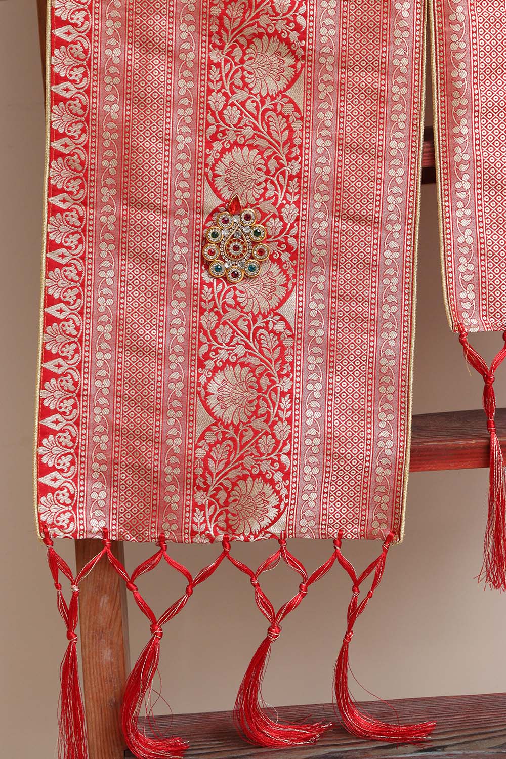 Divya India - Customised Stole - Royal Swagat Red Banarasi Silk