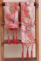 Divya India - Customised Stole - Royal Swagat Red Paithani Silk Peacock Parrot Design