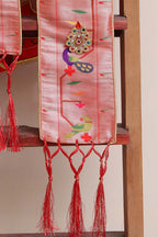 Divya India - Customised Stole - Royal Swagat Red Paithani Silk Peacock Parrot Design