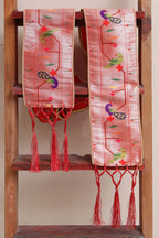 Divya India - Customised Stole - Royal Swagat Red Paithani Silk Peacock Parrot Design