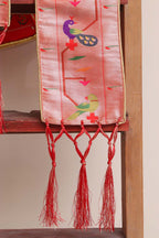 Divya India - Customised Stole - Royal Swagat Red Paithani Silk Peacock Parrot Design