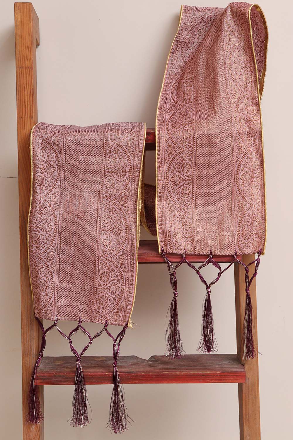 Divya India - Customised Stole - Swagat Pink Banarasi Antique Zari Cotton