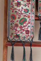 Divya India - Customised Stole - Royal Swagat Blue Paithani Silk Flower Design
