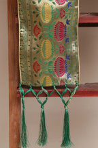 Divya India - Customised Stole - Royal Swagat Green Paithani Silk Flower Design