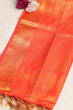 Orange Banarasi Silk Angvastram / Khes – Sacred Stole for Welcoming Guests, Temple Visits & Felicitations