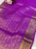 Purple Banarasi Silk Angvastram / Khes – Sacred Stole for Welcoming Guests, Temple Visits & Felicitations