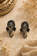Oxidised Lord Ganesha Divine Temple Stud Earrings