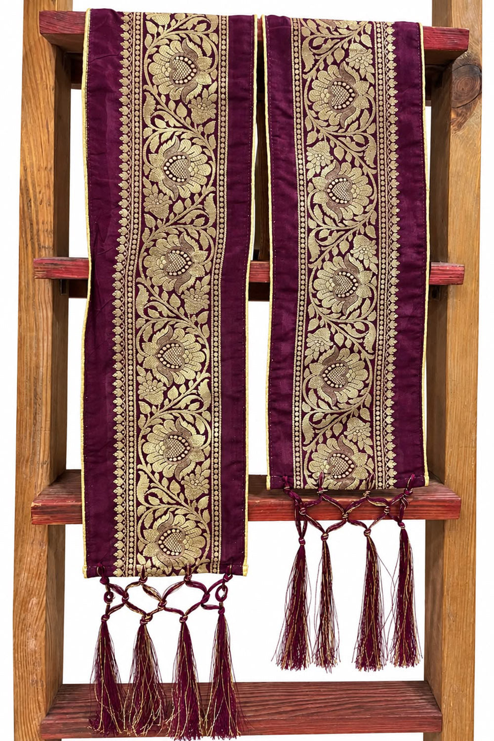 Divya India - Customised Stole - Royal Swagat Purple Banarasi Silk brown