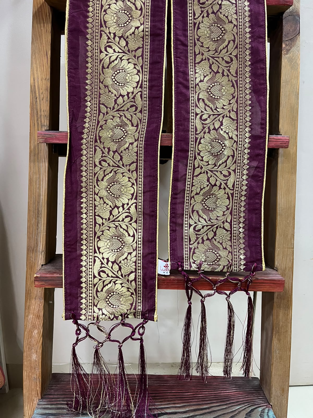 Divya India - Customised Stole - Royal Swagat Purple Banarasi Silk brown