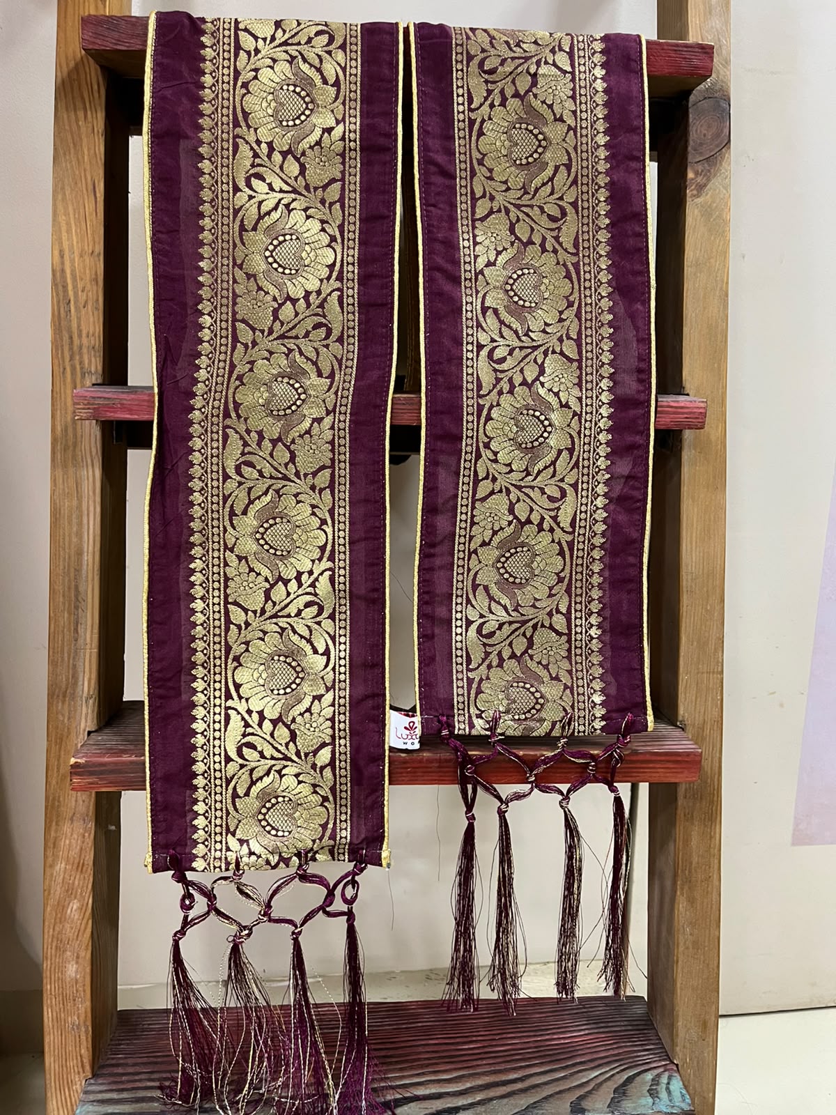 Divya India - Customised Stole - Royal Swagat Purple Banarasi Silk brown