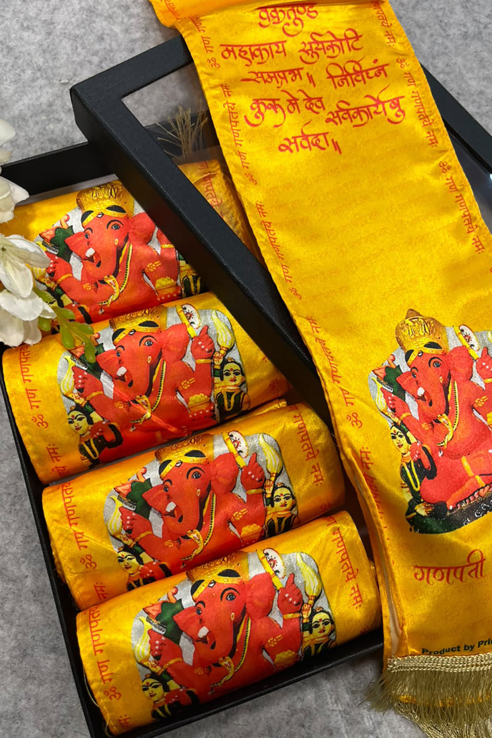Shree Siddhivinayak Ganpati Blessings Gift Box Stole Set Of  5