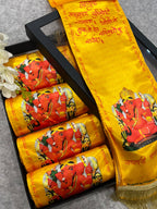 Shree Siddhivinayak Ganpati Blessings Gift Box Stole Set Of  5