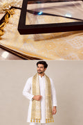 Premium White Banarasi Silk Fashion Stole Gift Box Stylish Wrap