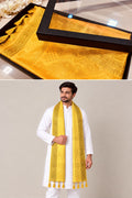 Premium Yellow Banarasi Silk Fashion Stole Gift Box Stylish Wrap