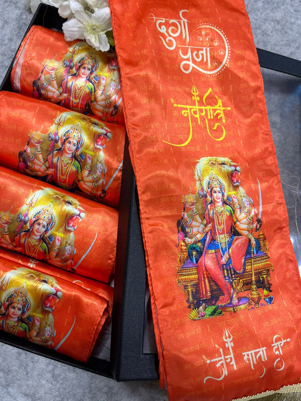 Maa Durga Gift Box Stole Set Of  5